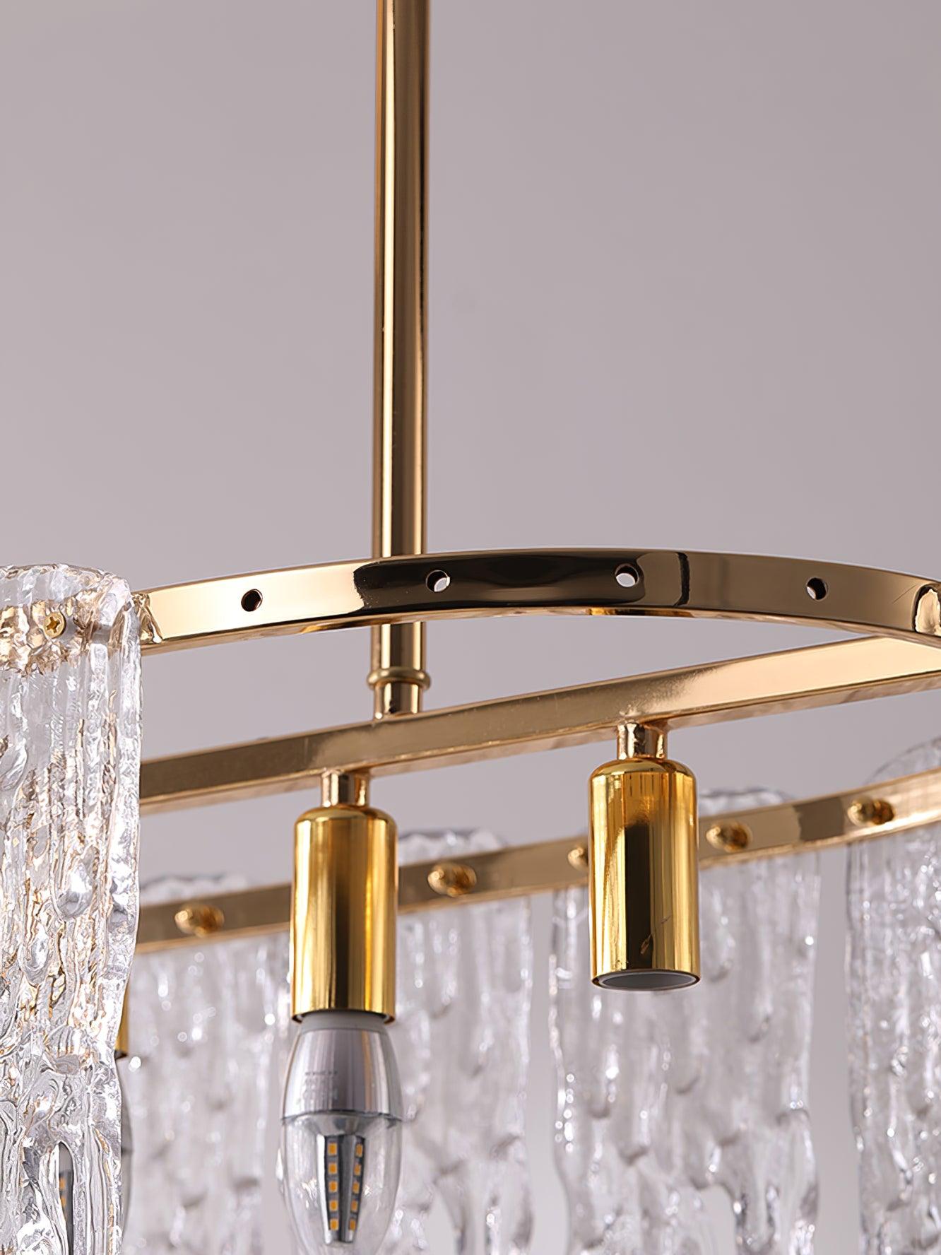 Cathaa Postmodern Luxury Rectangular Icicle Glass Crystal Chandelier - Lamp Outdoor