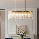 Cathaa Postmodern Luxury Rectangular Icicle Glass Crystal Chandelier - Lamp Outdoor