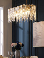 Cathaa Postmodern Luxury Rectangular Icicle Glass Crystal Chandelier - Lamp Outdoor