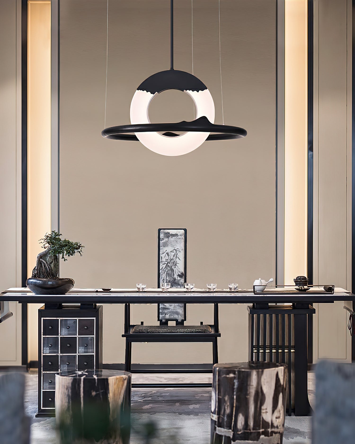 Mytalan Circular Acrylic Wood Pendant Light - Lamp Outdoor