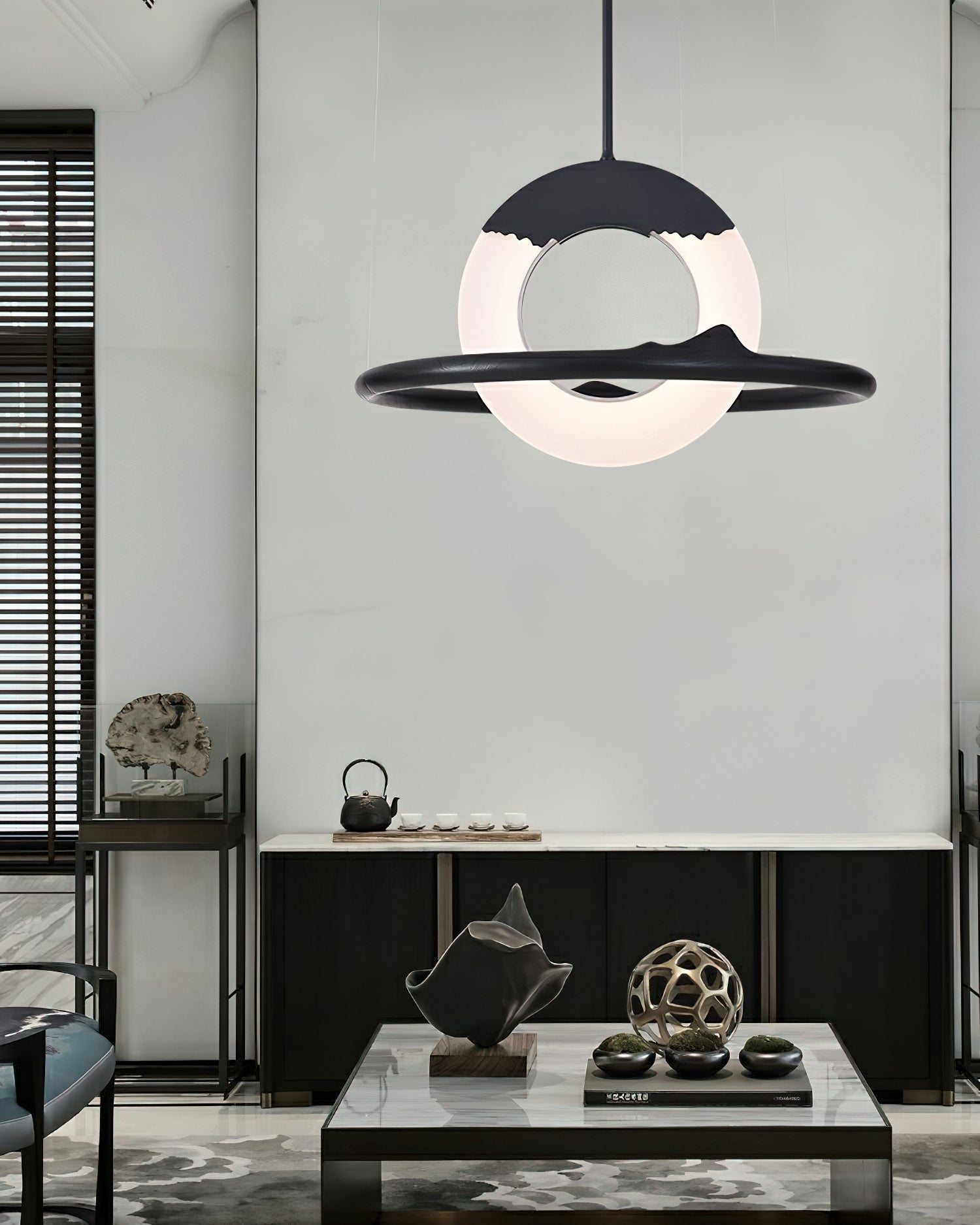Mytalan Circular Acrylic Wood Pendant Light - Lamp Outdoor