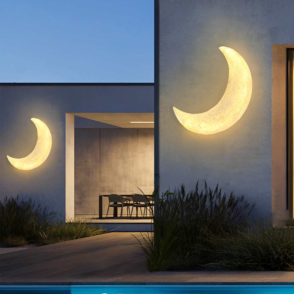 Creative Resin Moon Waterproof LED Modern Outdoor Wall Sconce Lighting - Lamp Outdoor