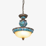 Retro Floral Resin Pendant Light - Lamp Outdoor