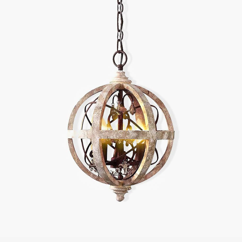 Retro Globe Weathered Chandelier - Lamp Outdoor