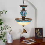 Retro Floral Resin Pendant Light - Lamp Outdoor