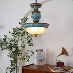 Retro Floral Resin Pendant Light - Lamp Outdoor