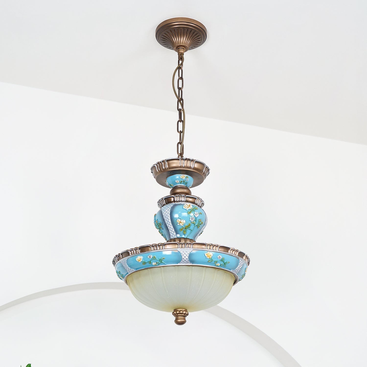 Retro Floral Resin Pendant Light - Lamp Outdoor