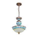 Retro Floral Resin Pendant Light - Lamp Outdoor