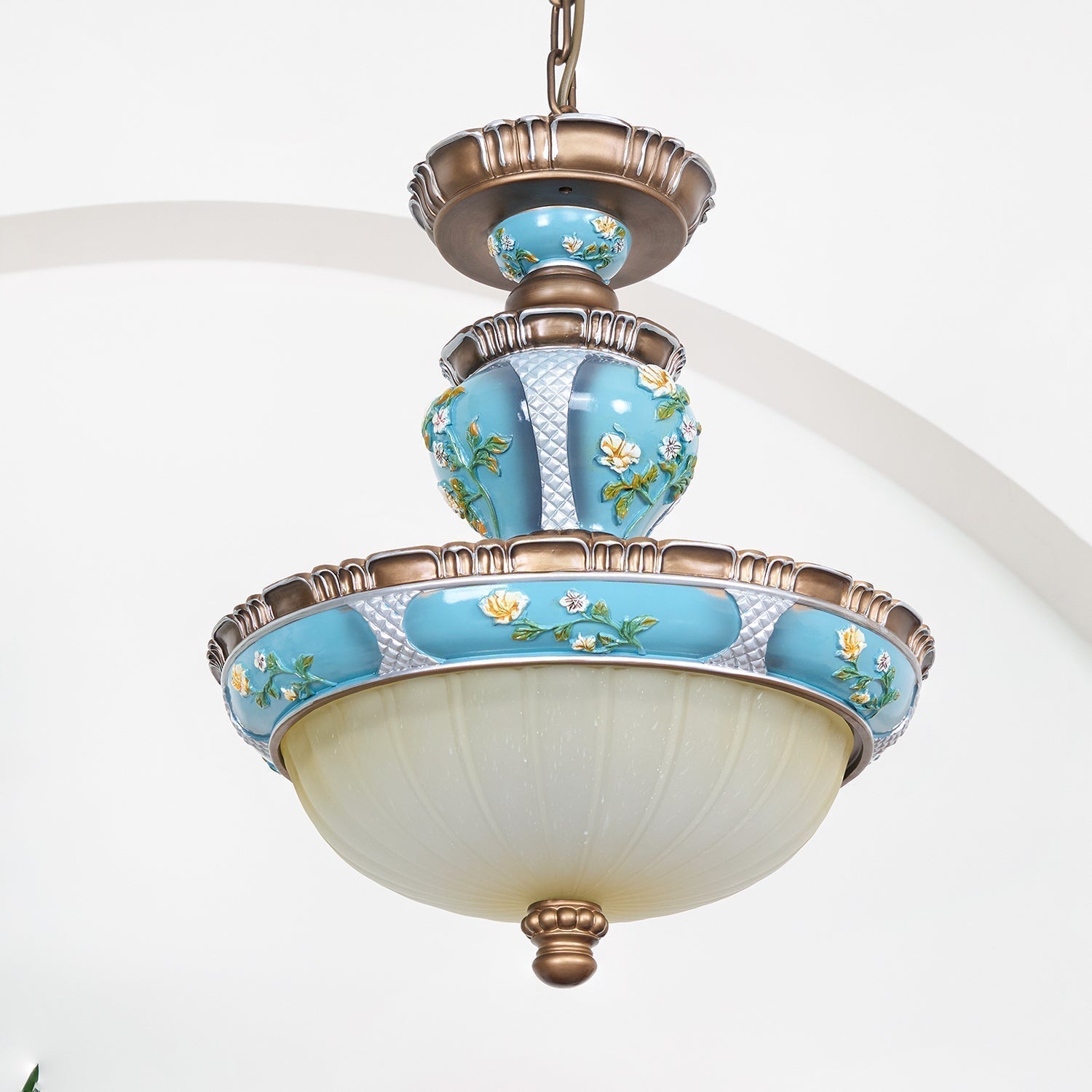 Retro Floral Resin Pendant Light - Lamp Outdoor
