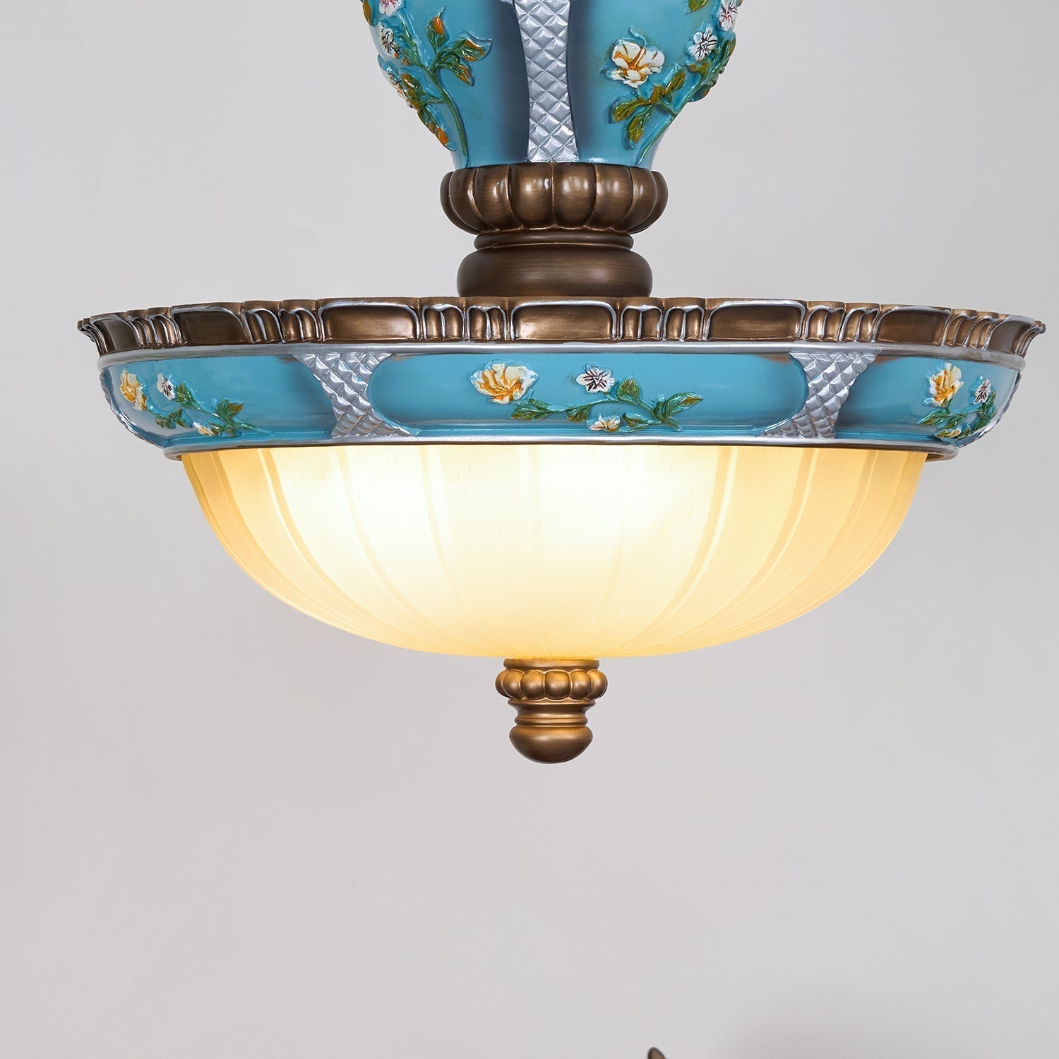 Retro Floral Resin Pendant Light - Lamp Outdoor