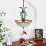 Retro Floral Resin Pendant Light - Lamp Outdoor