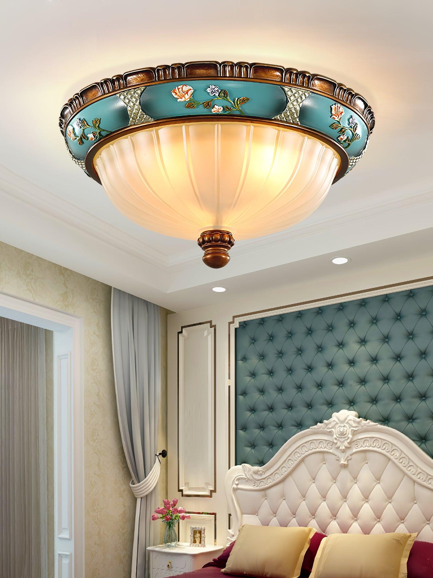 Retro Floral Resin Recessed Ceiling Light - Lamp Outdoor