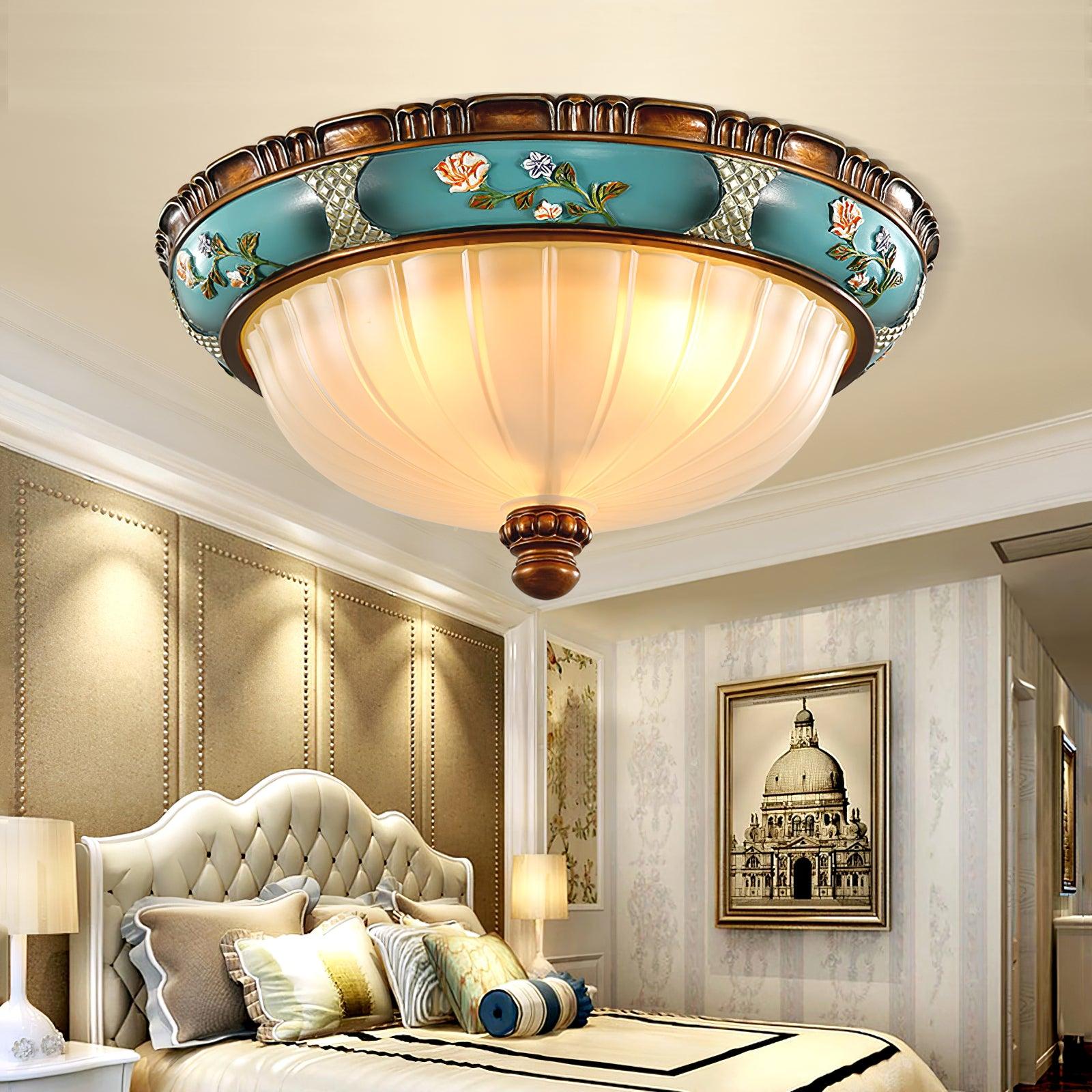 Retro Floral Resin Recessed Ceiling Light - Lamp Outdoor