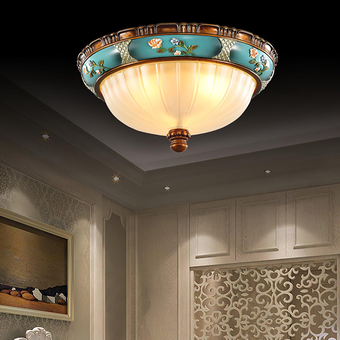 Retro Floral Resin Recessed Ceiling Light - Lamp Outdoor