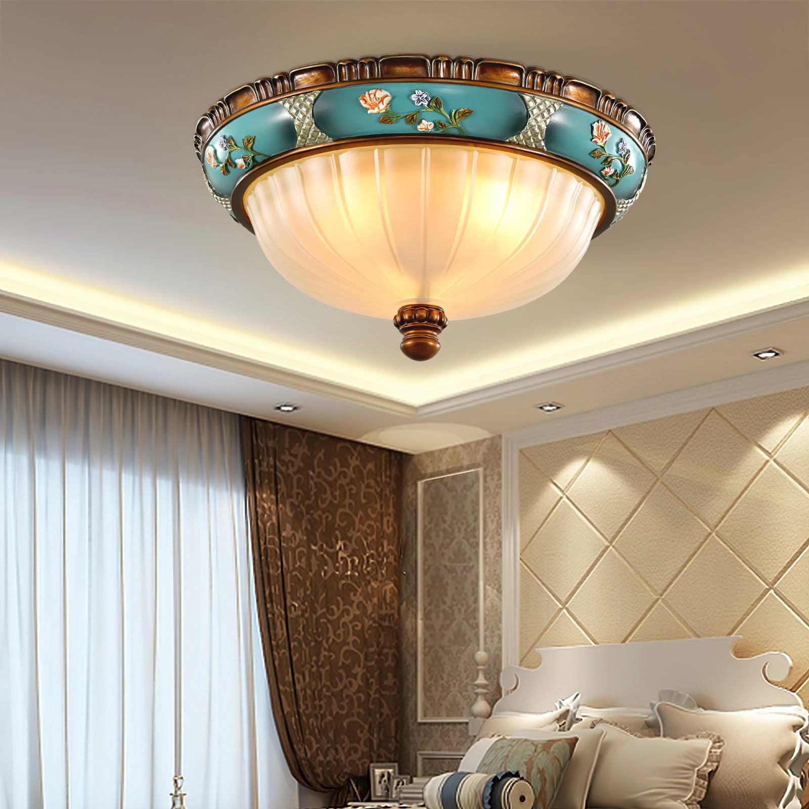 Retro Floral Resin Recessed Ceiling Light - Lamp Outdoor