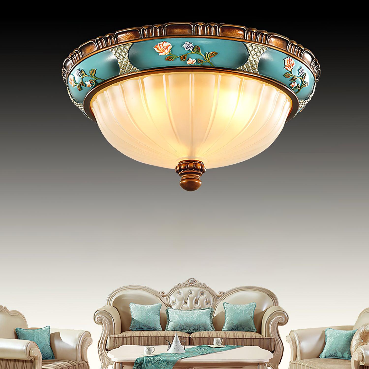Retro Floral Resin Recessed Ceiling Light - Lamp Outdoor