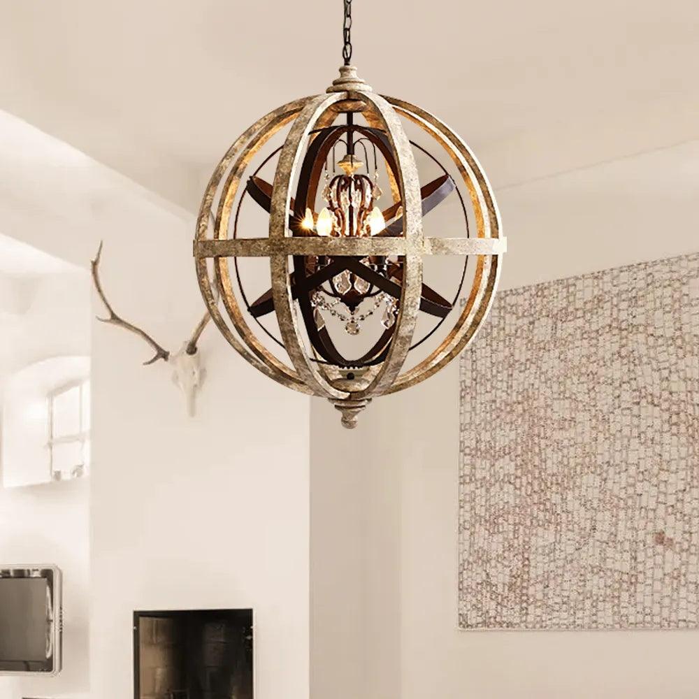 Retro Globe Weathered Chandelier - Lamp Outdoor