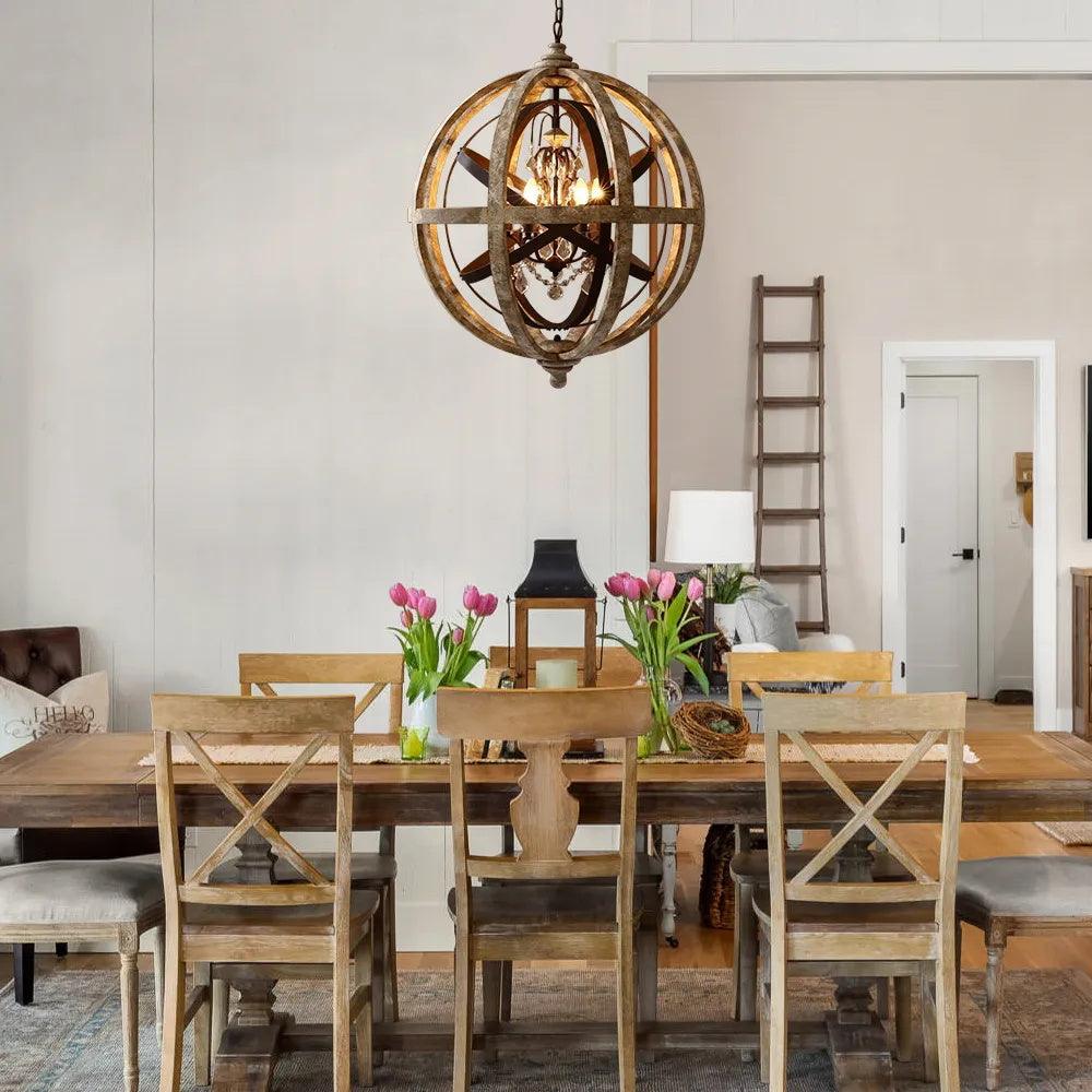 Retro Globe Weathered Chandelier - Lamp Outdoor