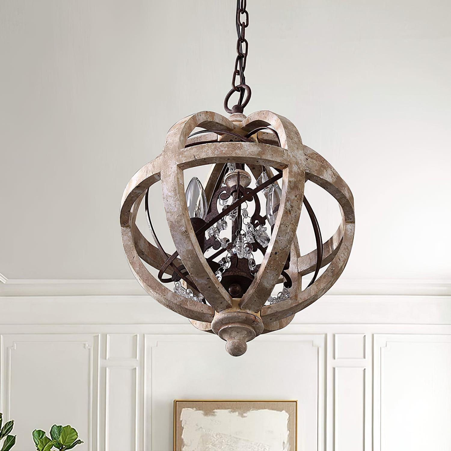 Retro Globe Weathered Chandelier - Lamp Outdoor