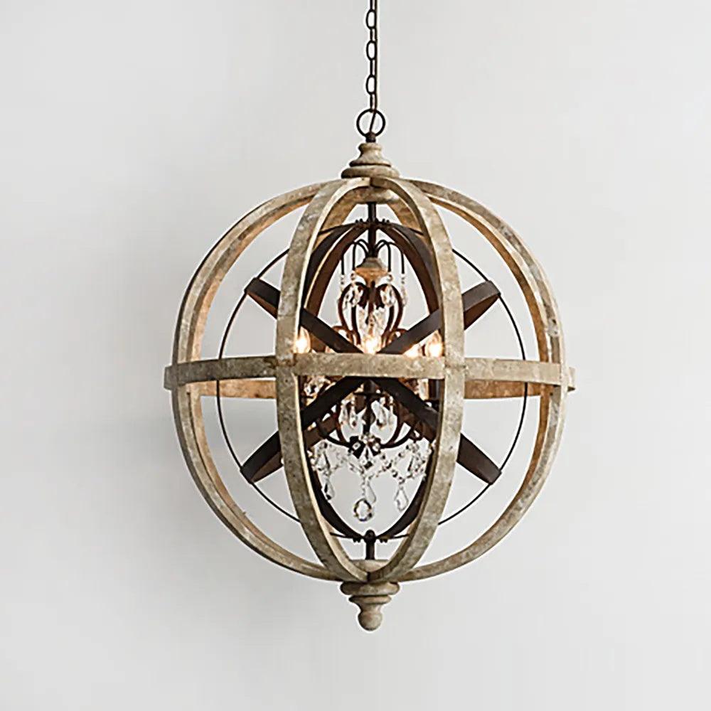 Retro Globe Weathered Chandelier - Lamp Outdoor