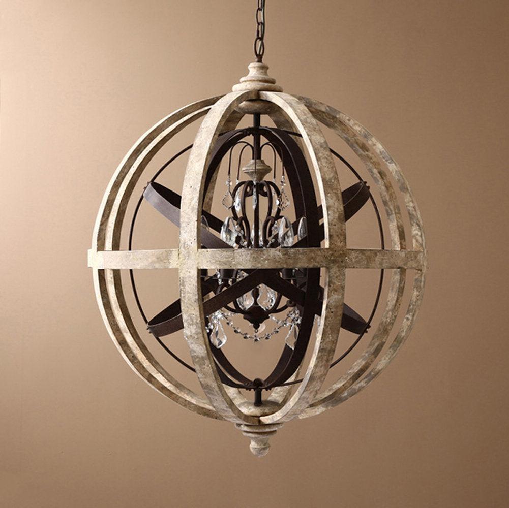 Retro Globe Weathered Chandelier - Lamp Outdoor