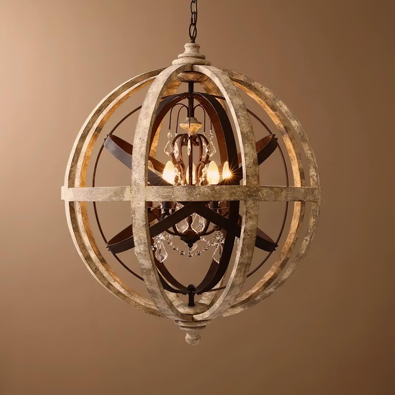 Retro Globe Weathered Chandelier - Lamp Outdoor