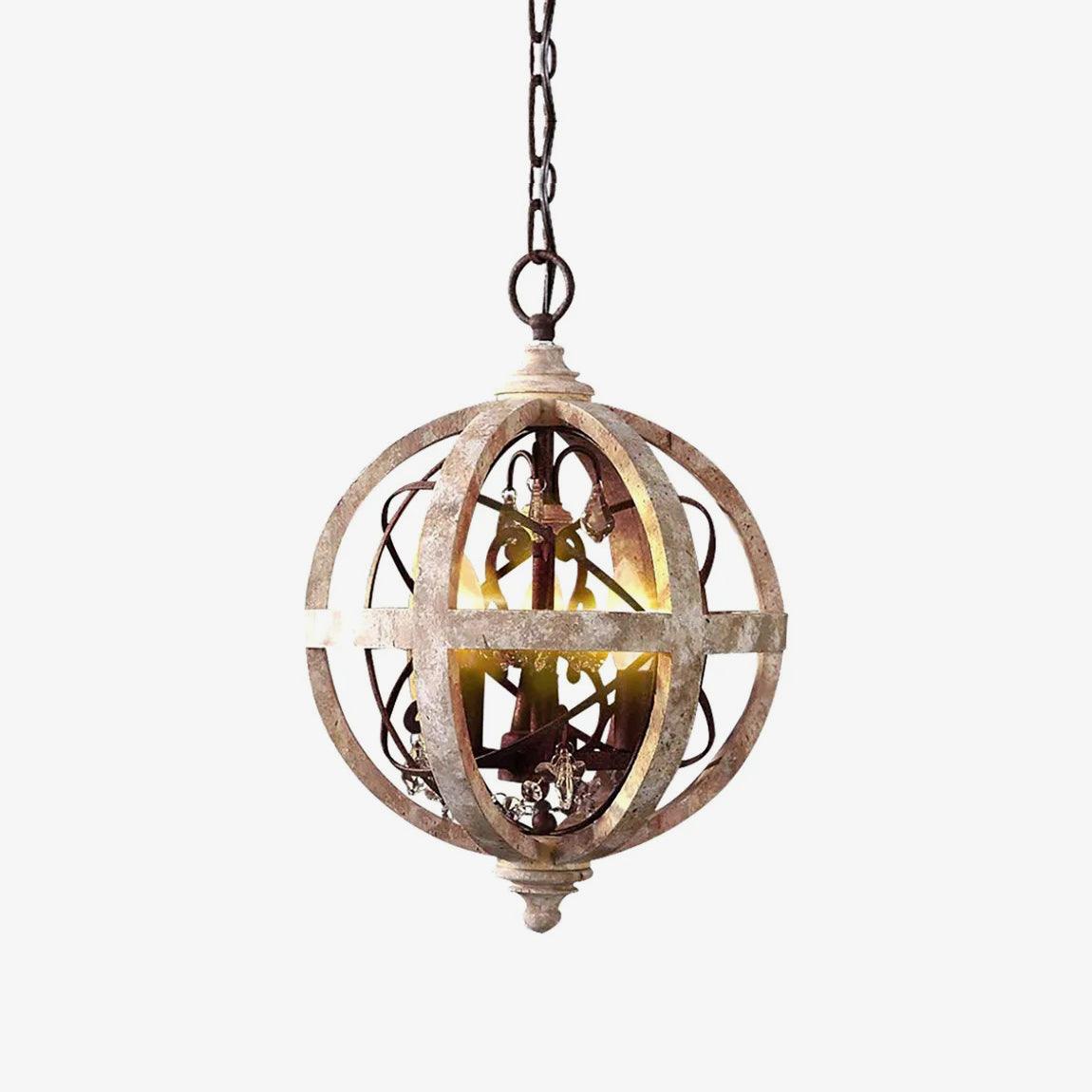 Retro Globe Weathered Chandelier - Lamp Outdoor