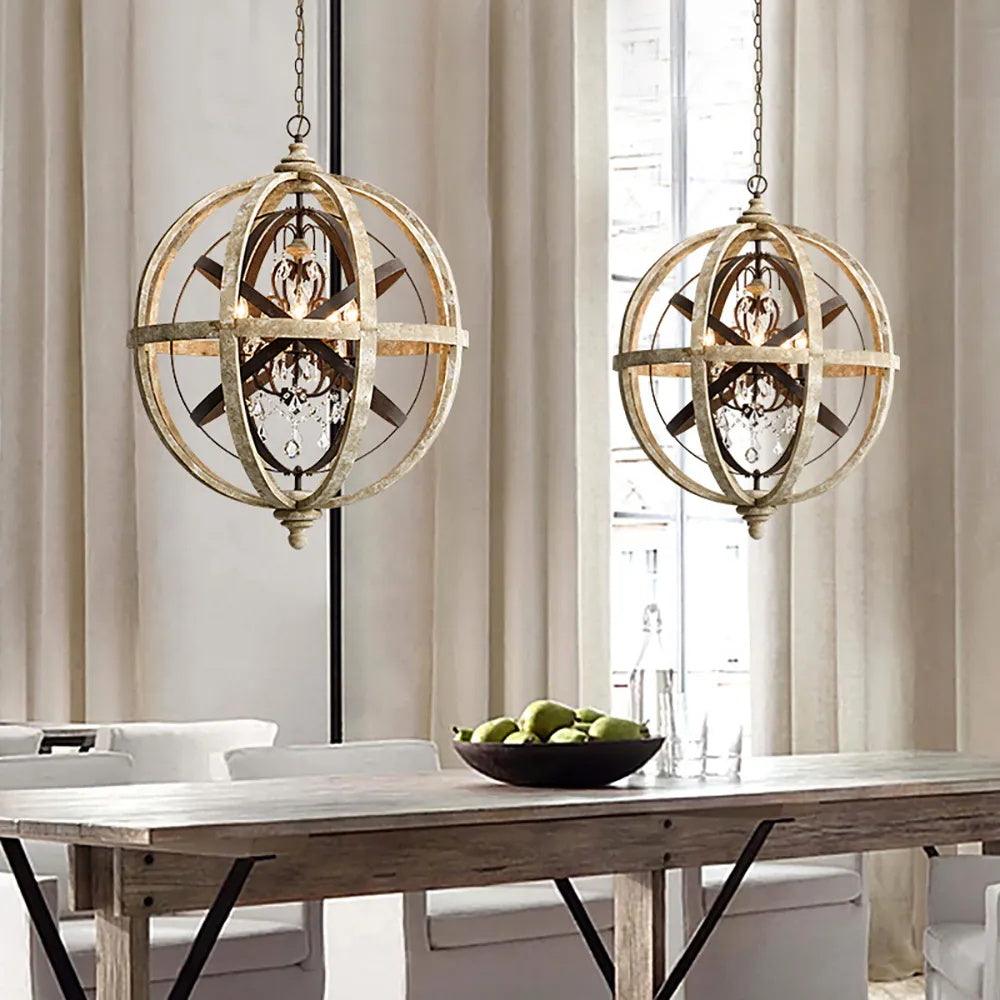 Retro Globe Weathered Chandelier - Lamp Outdoor