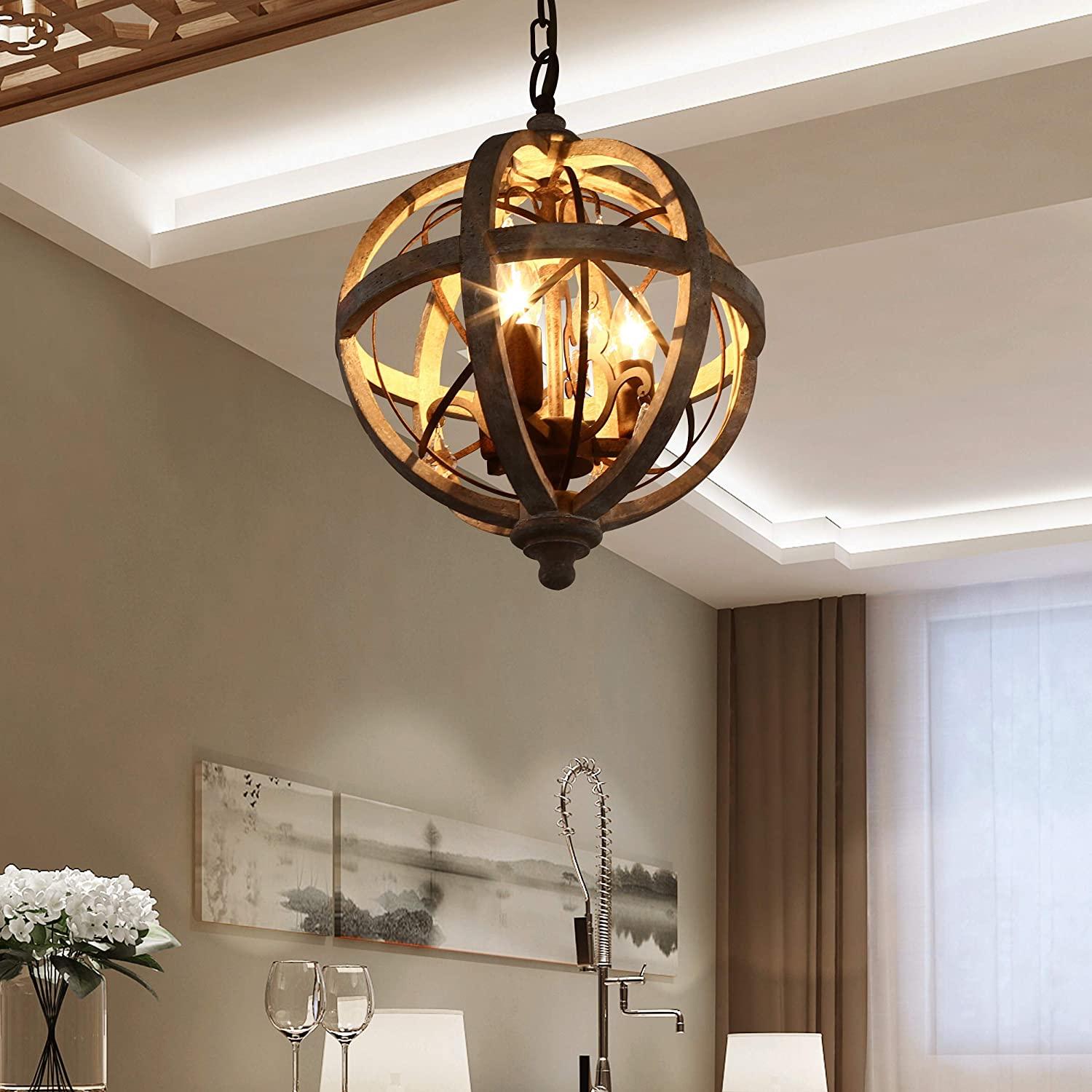 Retro Globe Weathered Chandelier - Lamp Outdoor