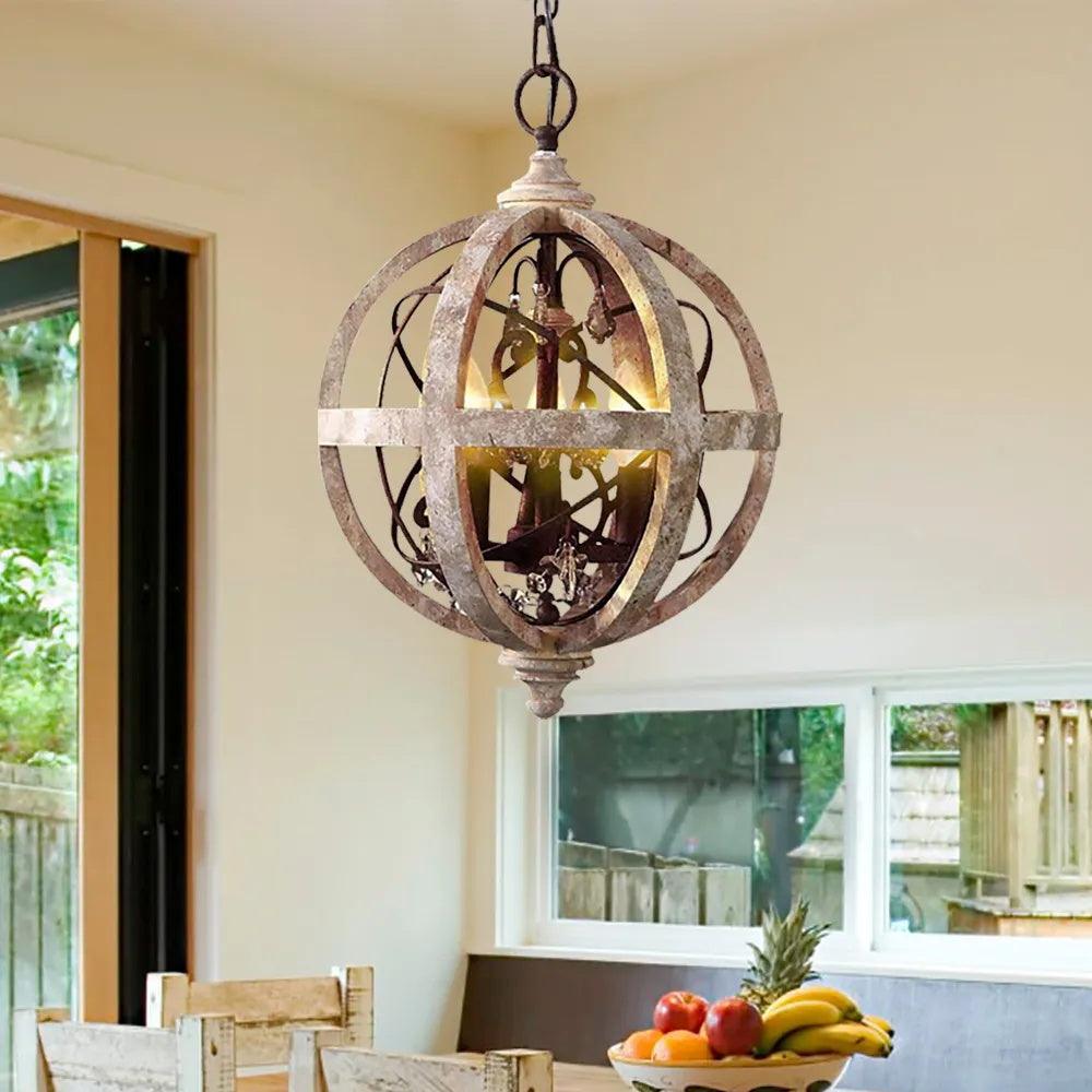 Retro Globe Weathered Chandelier - Lamp Outdoor