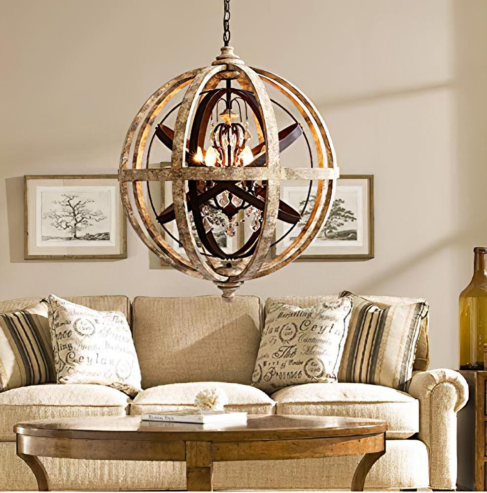 Retro Globe Weathered Chandelier - Lamp Outdoor