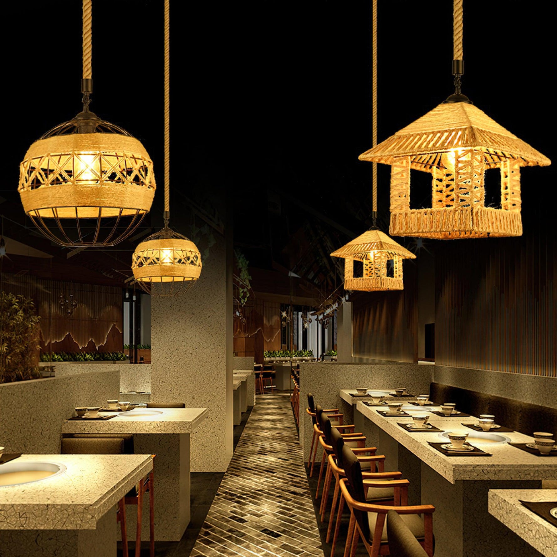 Retro Hemp Rope Exquisite Pendant Light - Lamp Outdoor