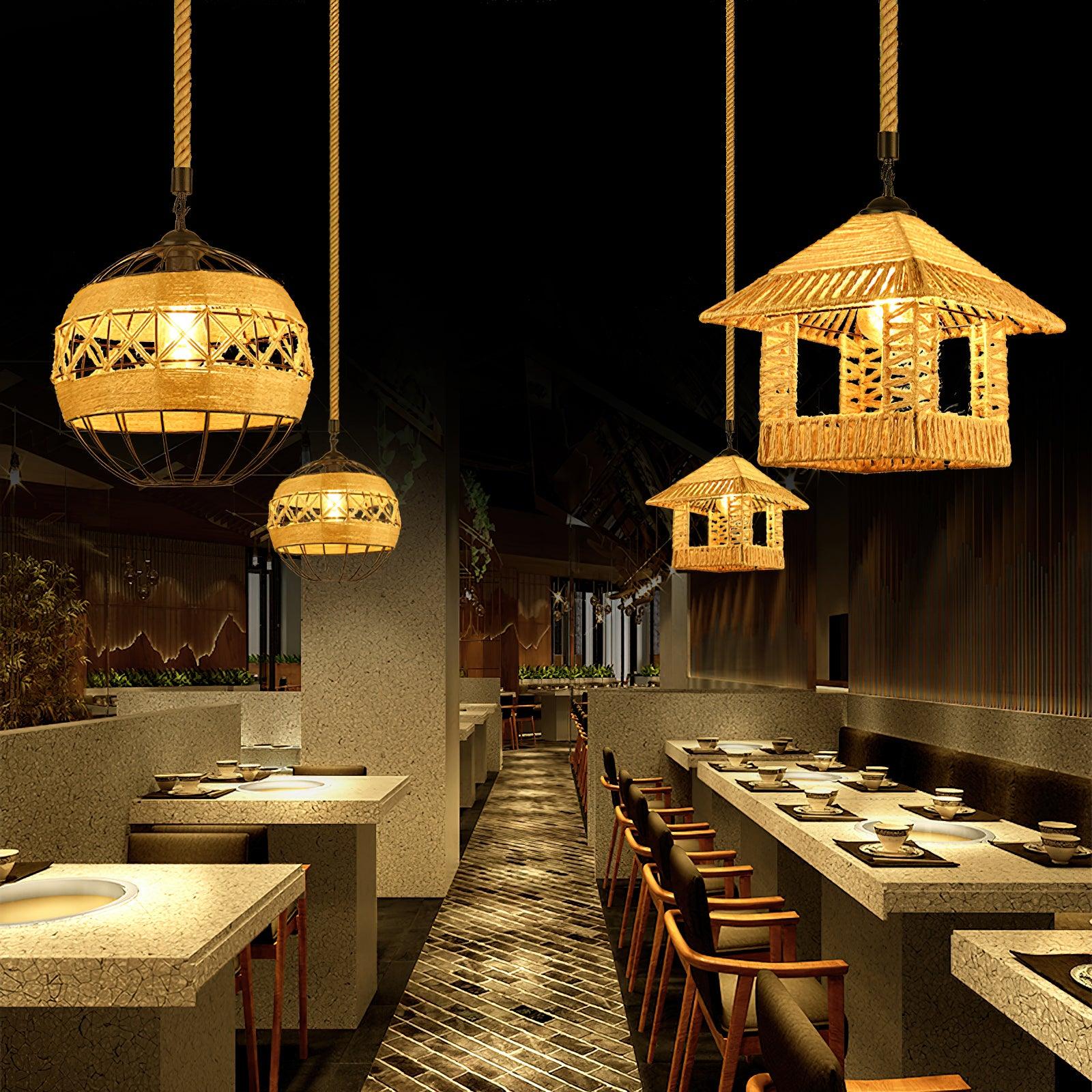 Retro Hemp Rope Exquisite Pendant Light - Lamp Outdoor
