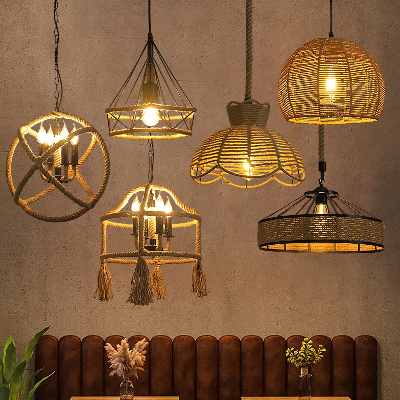 Retro Hemp Rope Exquisite Pendant Light - Lamp Outdoor