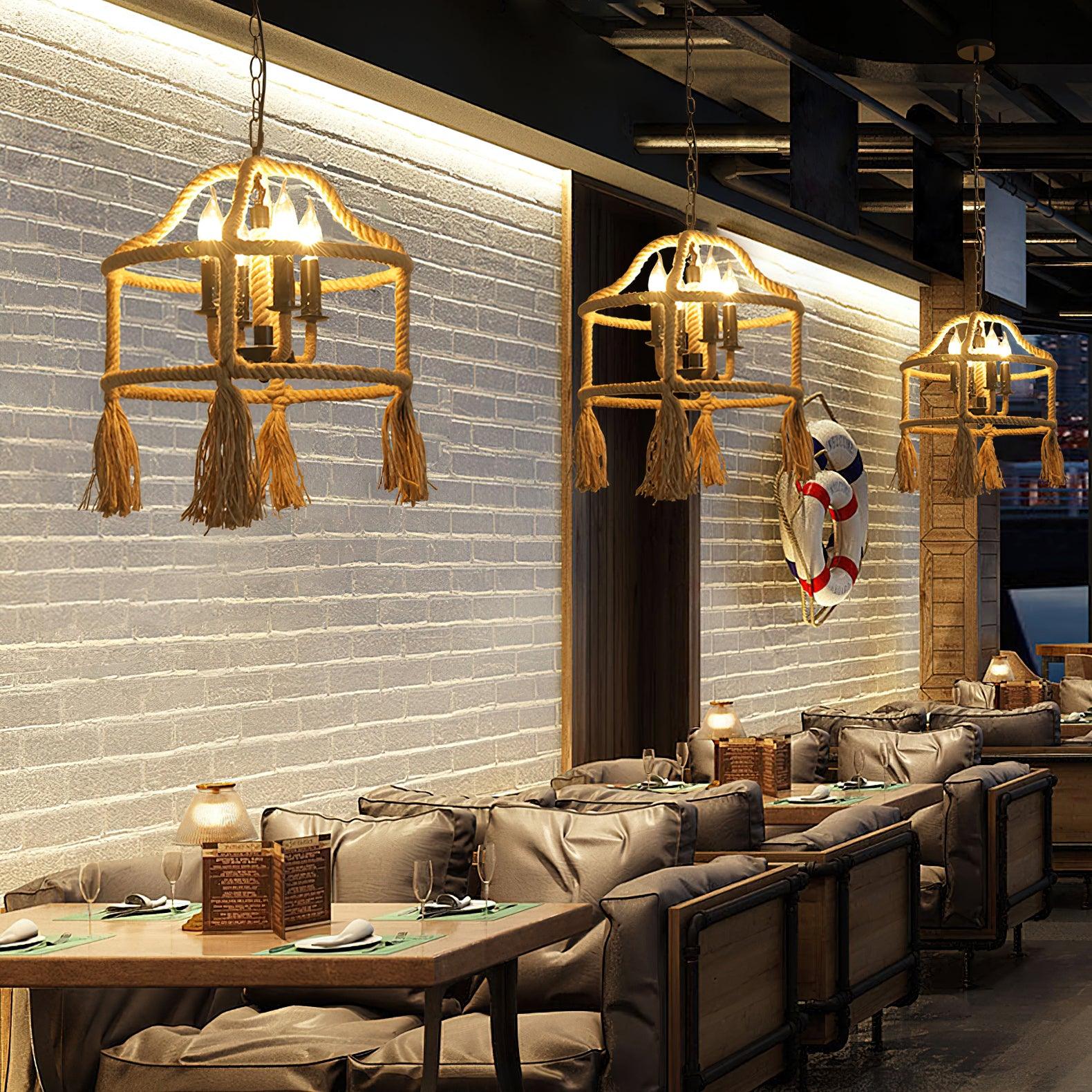 Retro Hemp Rope Exquisite Pendant Light - Lamp Outdoor