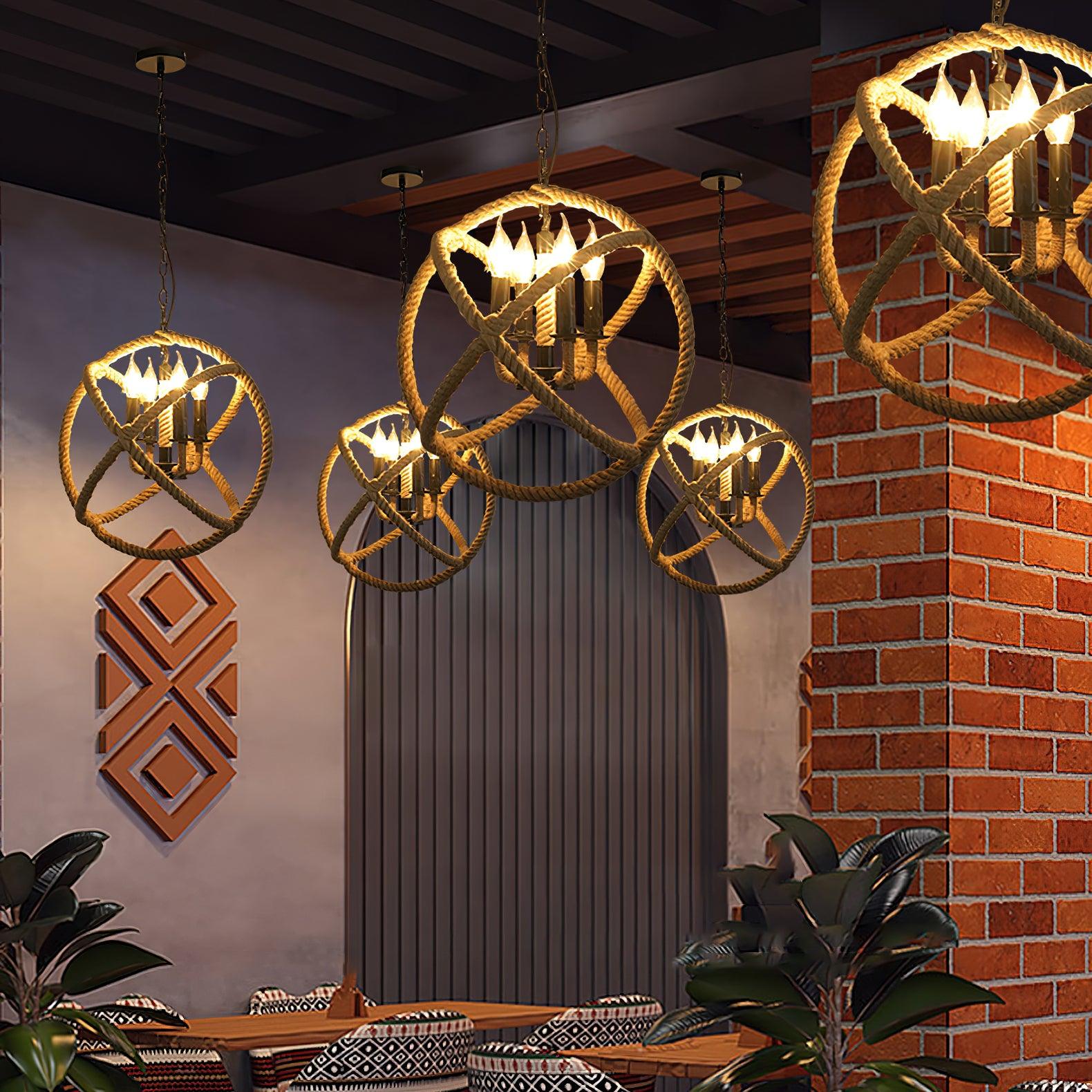 Retro Hemp Rope Interesting Pendant Light - Lamp Outdoor