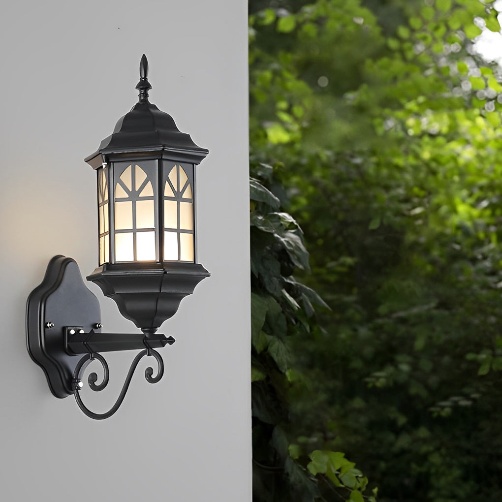 Retro Waterproof Dimmable LED Solar Wall Lamp with Remote Exterior Lights - Lamp Outdoor