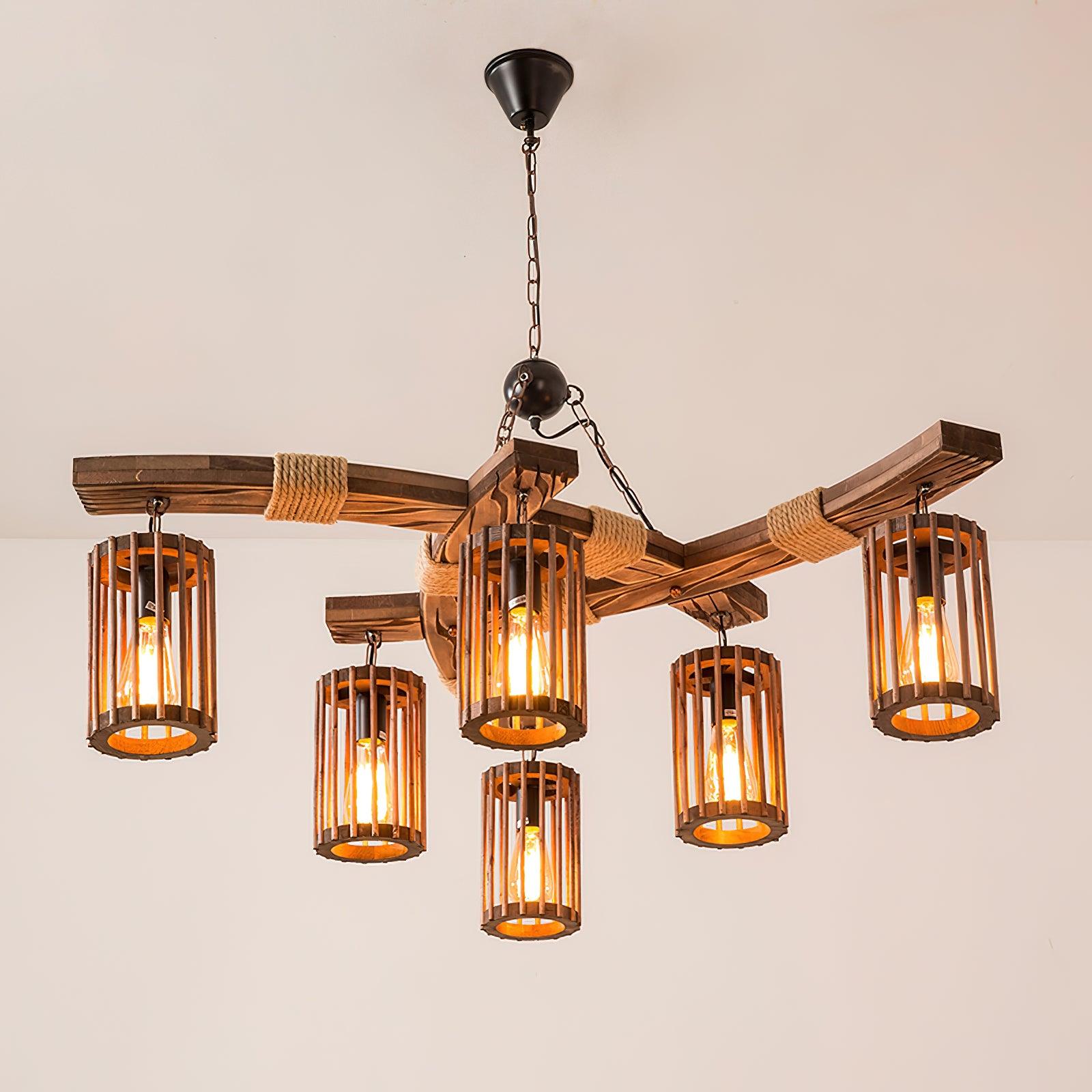 Retro Solid Wood Chandelier - Lamp Outdoor
