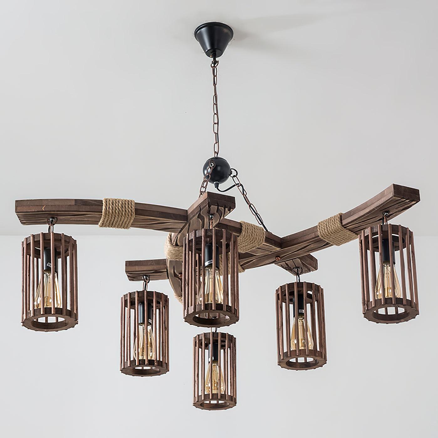 Retro Solid Wood Chandelier - Lamp Outdoor