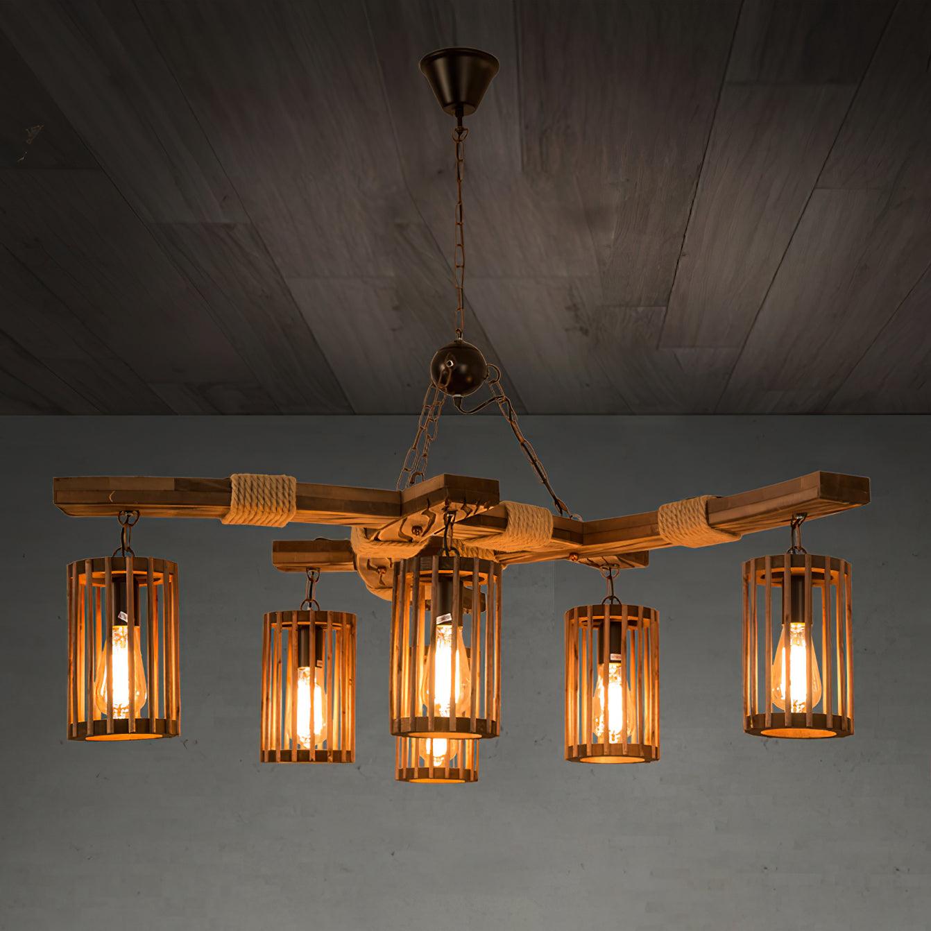Retro Solid Wood Chandelier - Lamp Outdoor