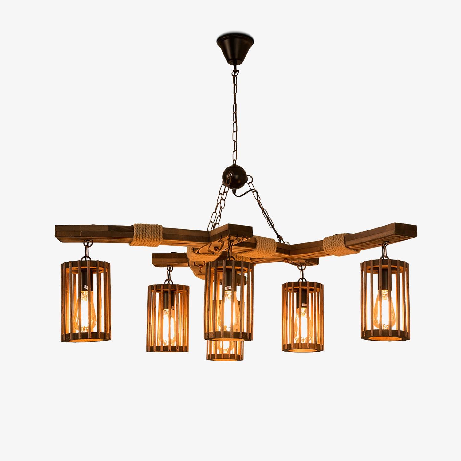 Retro Solid Wood Chandelier - Lamp Outdoor