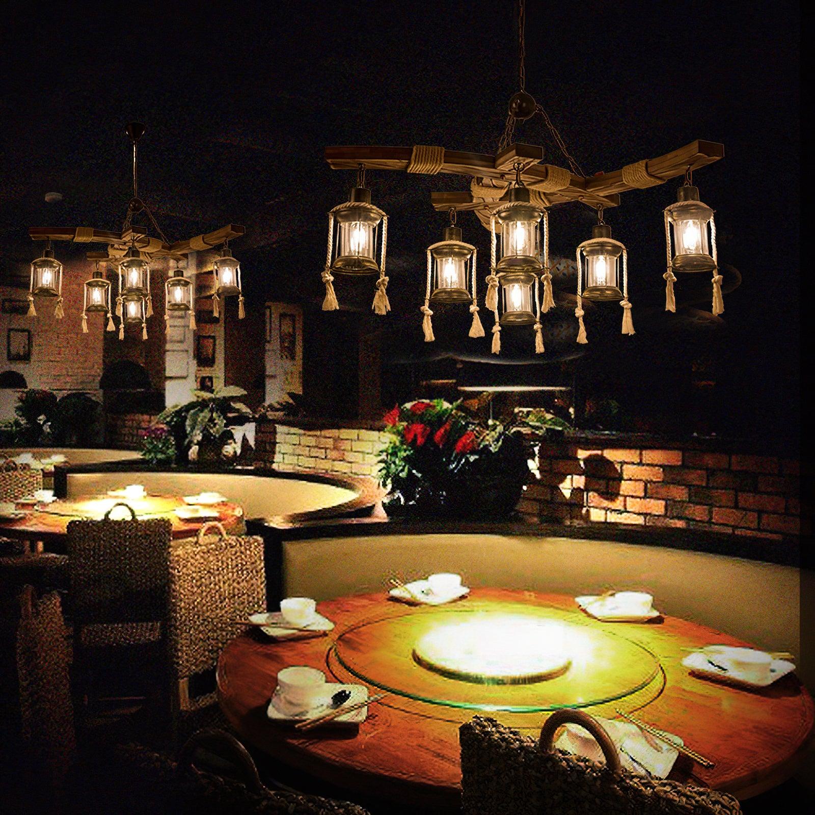 Retro Solid Wood Chandelier - Lamp Outdoor