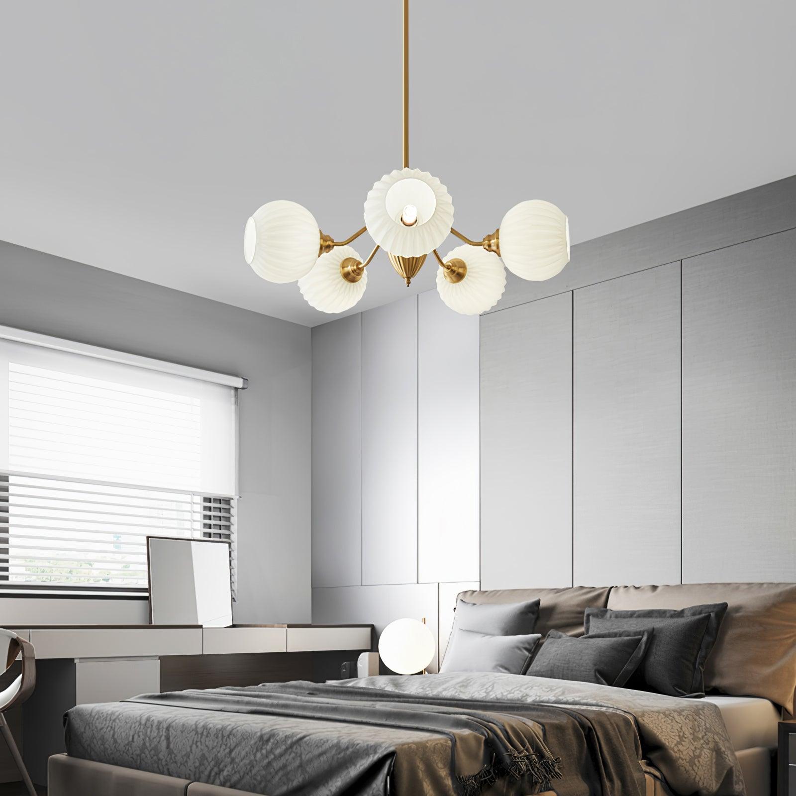 Ribbed Glass Ball Chandelier - Lamp Outdoor