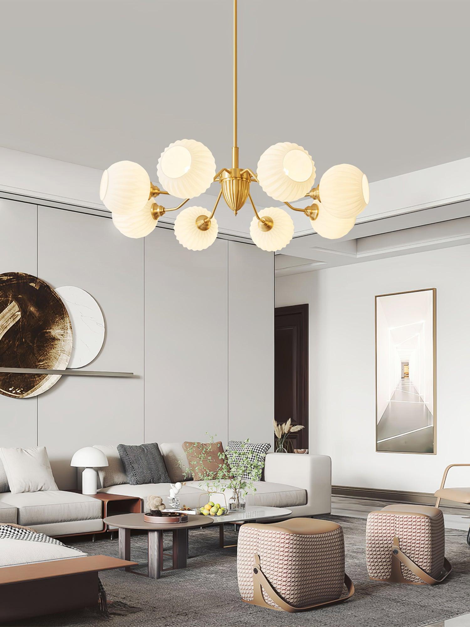 Ribbed Glass Ball Chandelier - Lamp Outdoor