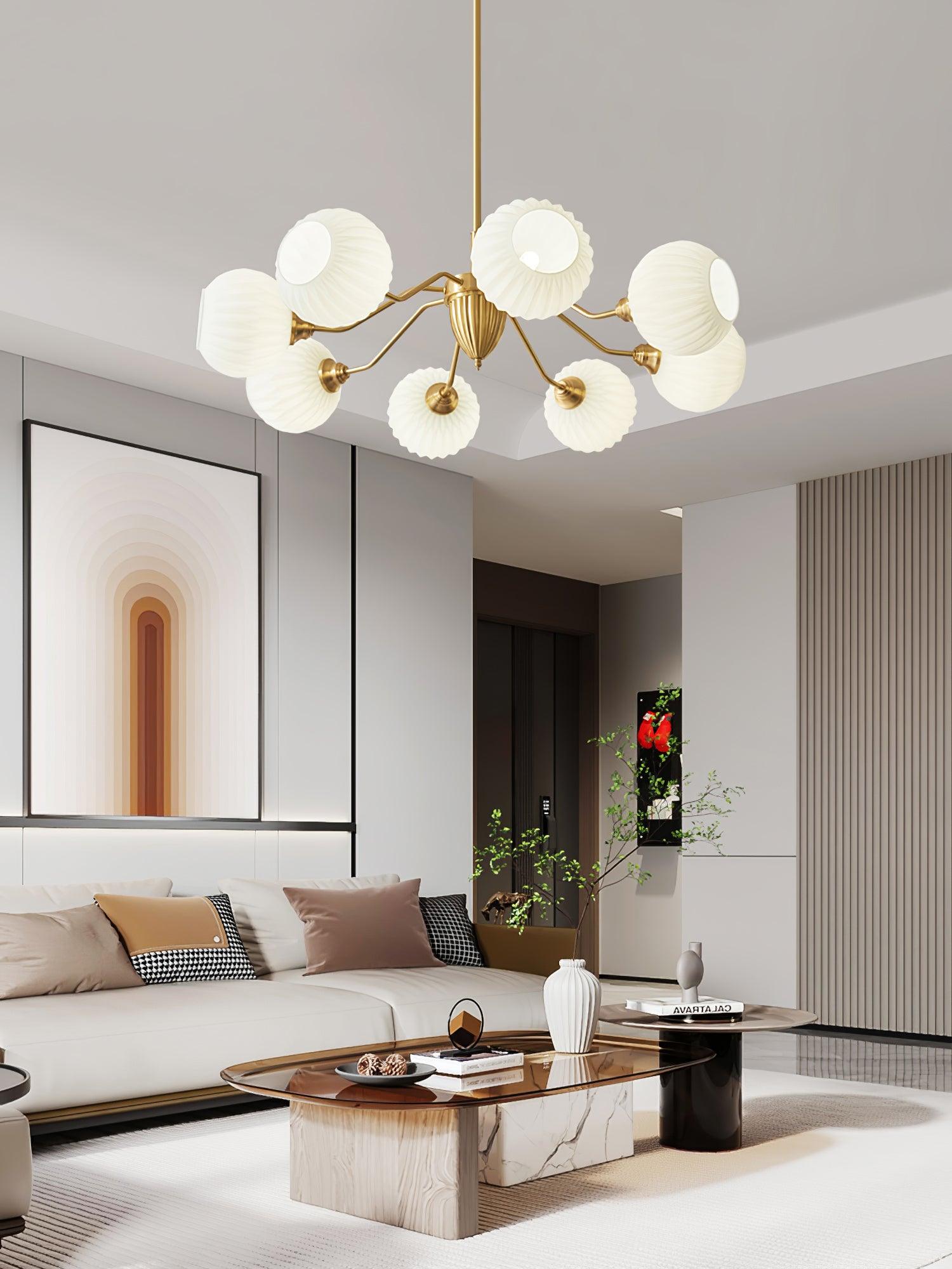 Ribbed Glass Ball Chandelier - Lamp Outdoor