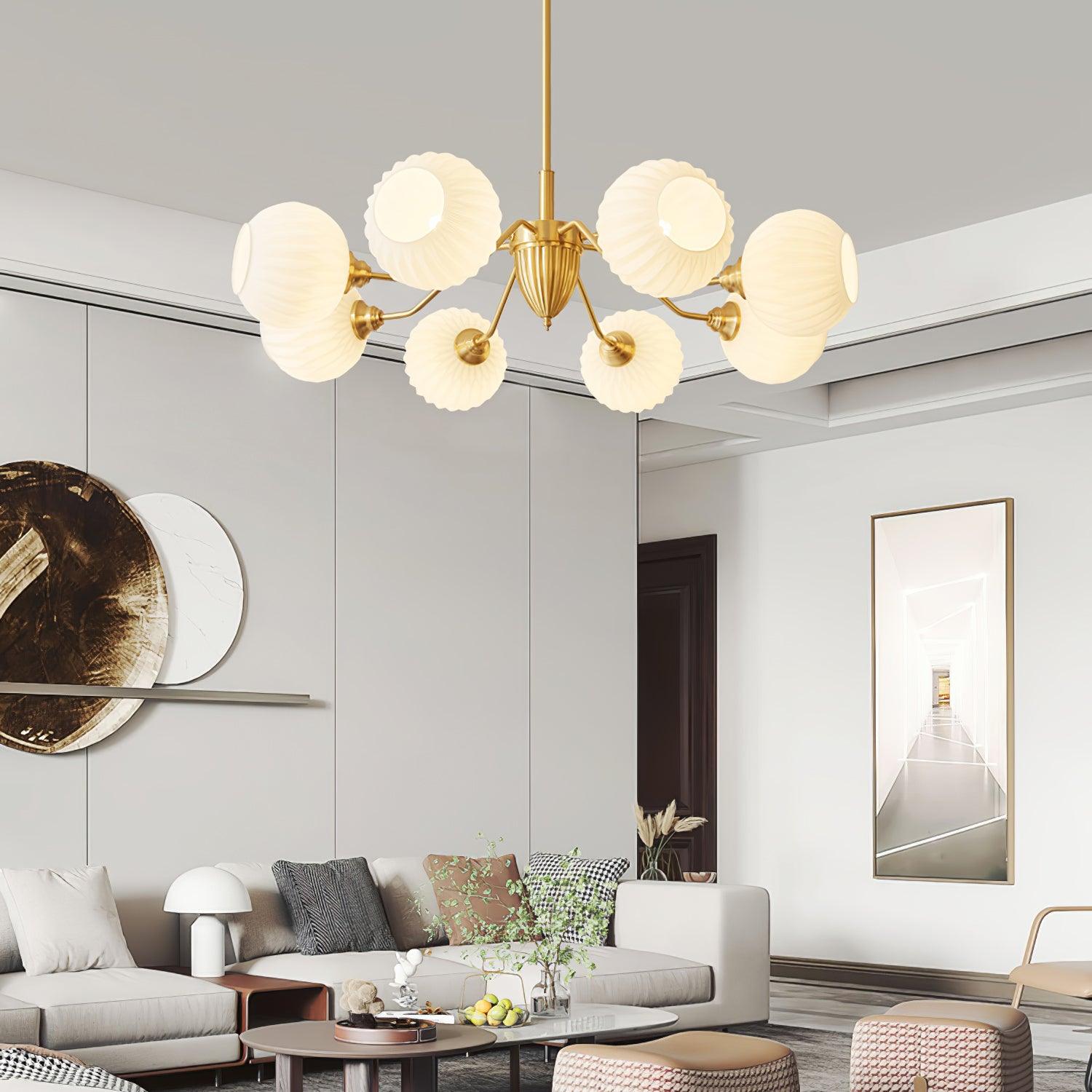 Ribbed Glass Ball Chandelier - Lamp Outdoor
