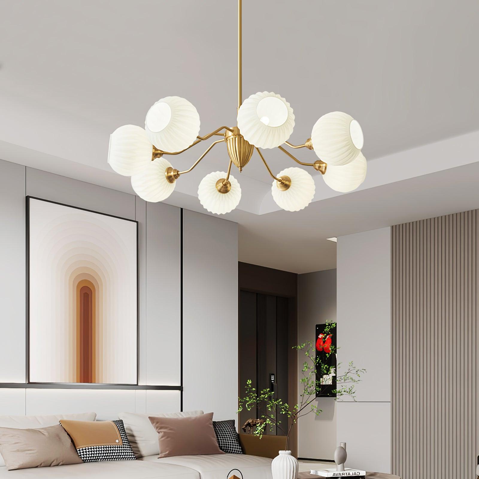 Ribbed Glass Ball Chandelier - Lamp Outdoor