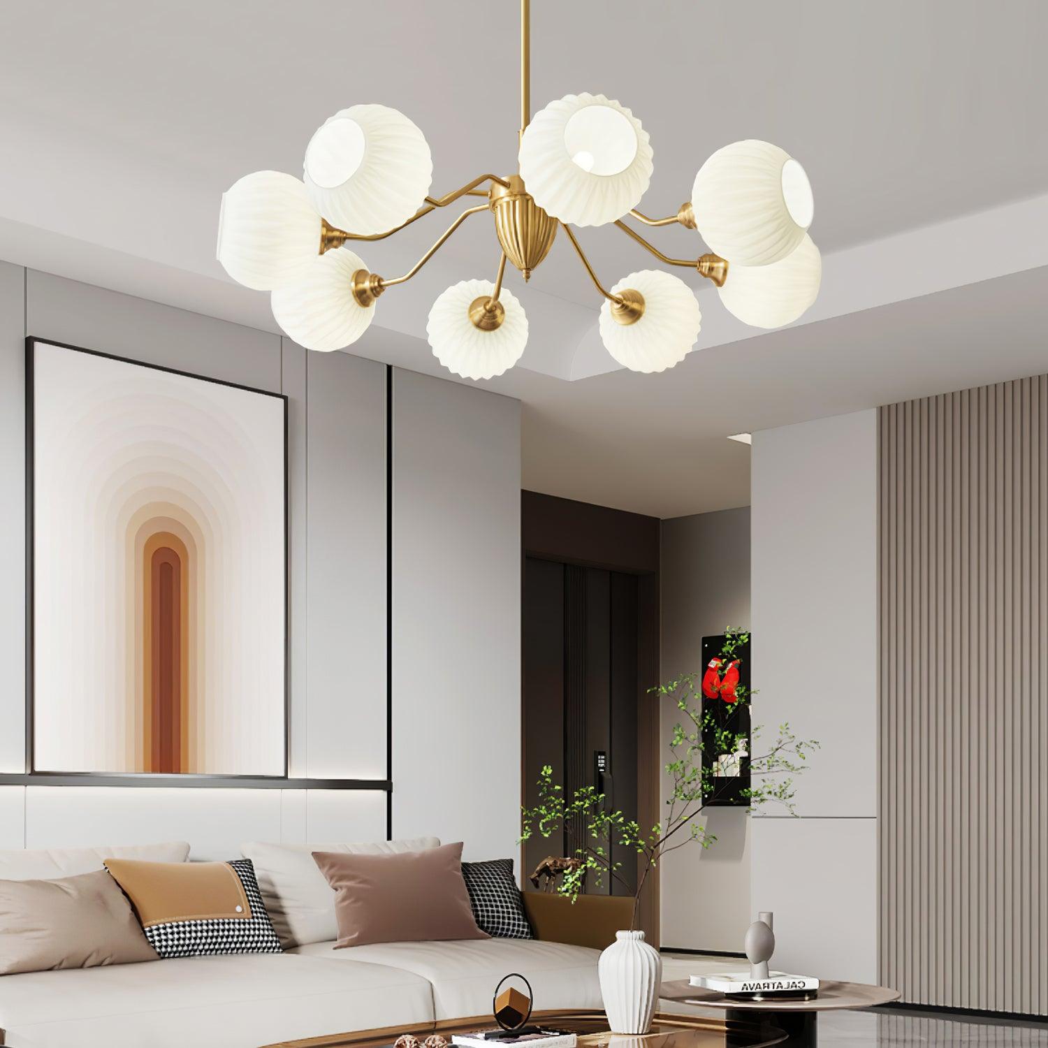 Ribbed Glass Ball Chandelier - Lamp Outdoor