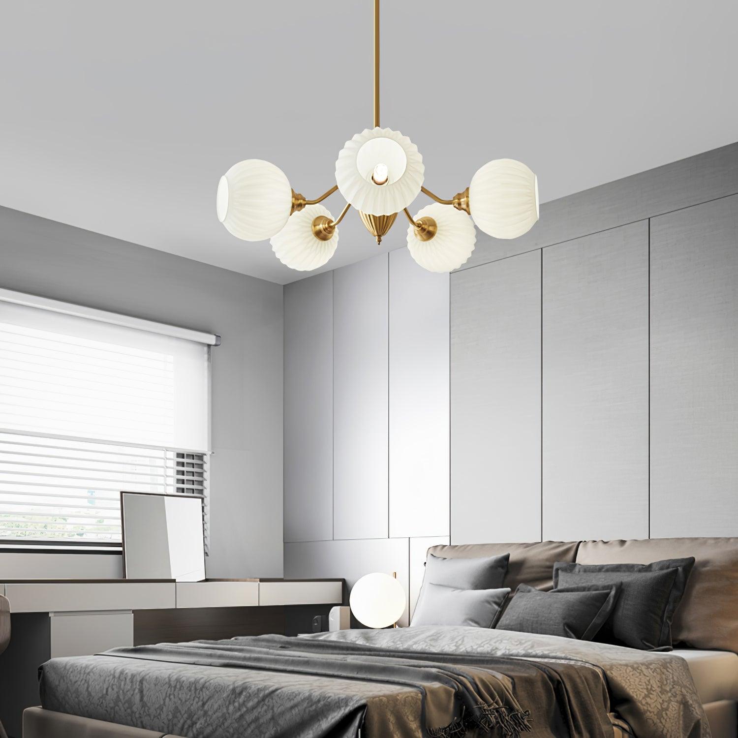 Ribbed Glass Ball Chandelier - Lamp Outdoor
