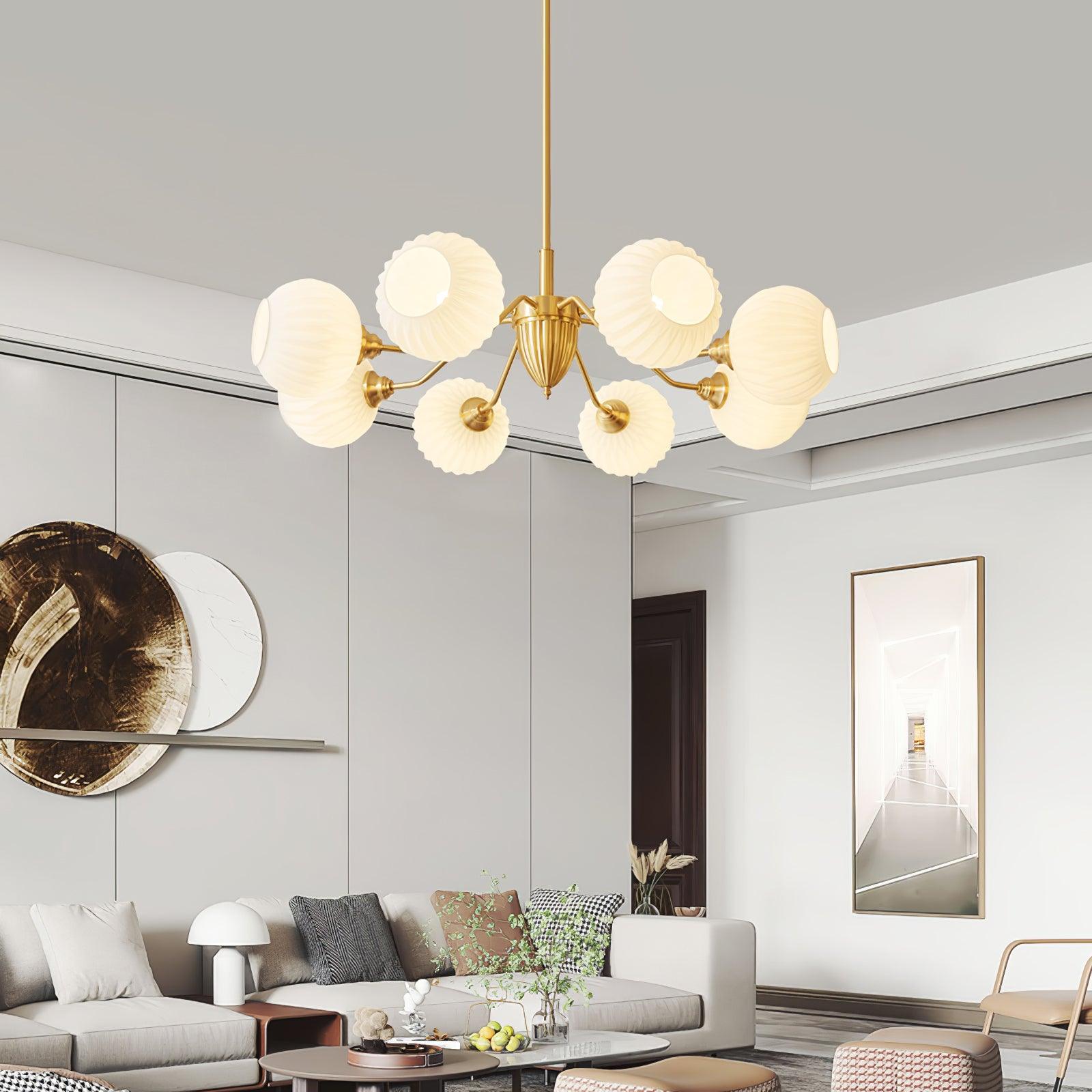Ribbed Glass Ball Chandelier - Lamp Outdoor